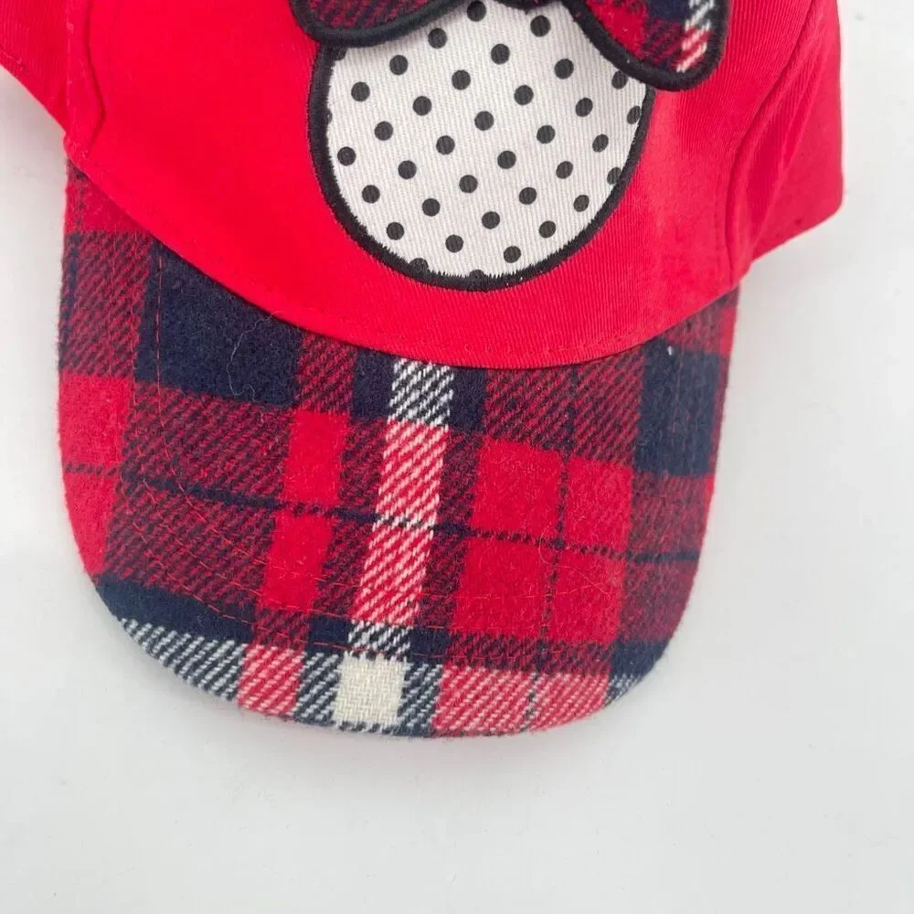 Disney Junior Minnie Mouse Red Plaid Polka Dot Toddler Baseball Cap, One Size
